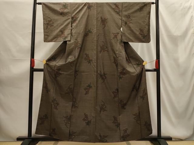 平和屋着物■本場大島紬 7マルキ 草花文 正絹 逸品 AABG1478sx