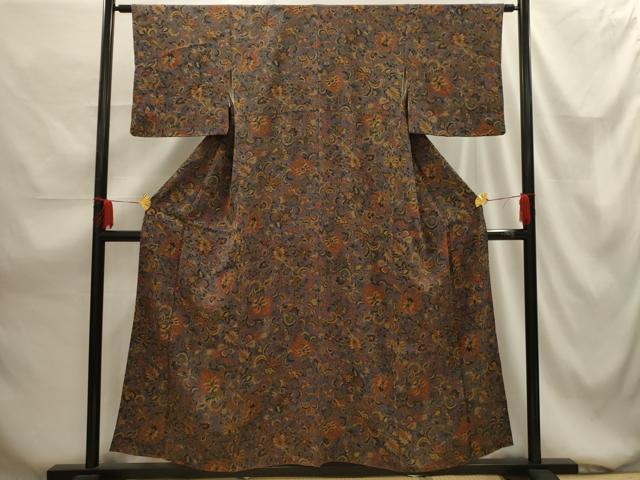 平和屋着物■上質な小紋 更紗花文 正絹 逸品 AABG1480sx