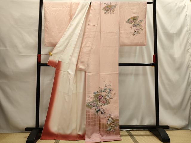 平和屋着物■訪問着 地紙重ね花文 暈し染め 金銀彩 正絹 逸品 AABG1481sx