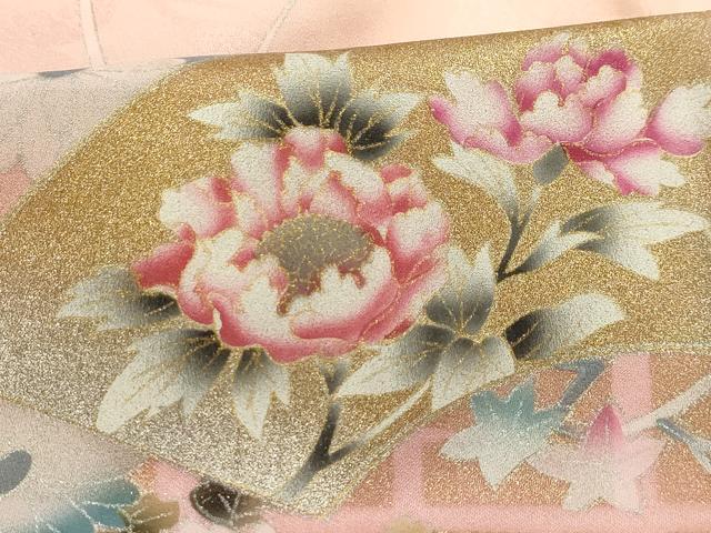 平和屋着物■訪問着 地紙重ね花文 暈し染め 金銀彩 正絹 逸品 AABG1481sx