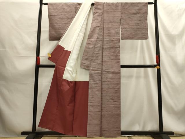 平和屋着物■上質な紬 横段文 正絹 逸品 AABG1485sx