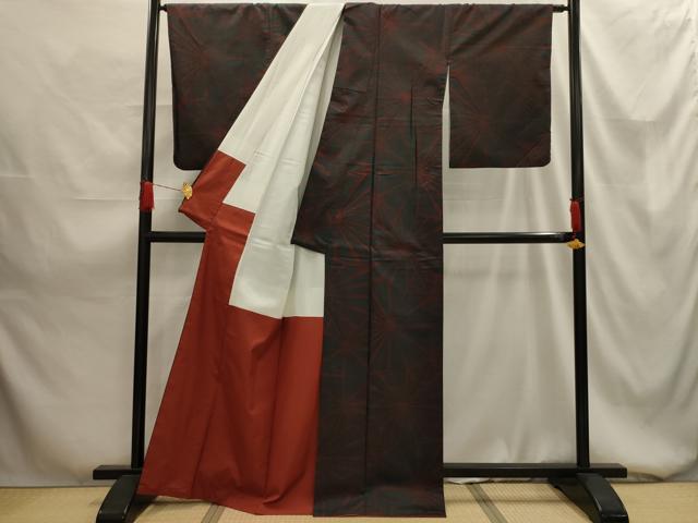 平和屋着物■本場大島紬 7マルキ 幾何学文 正絹 逸品 AABG1487sx