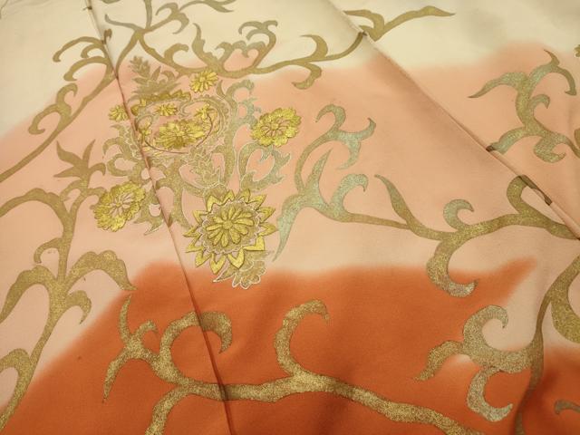 平和屋着物■訪問着 花唐草文 暈し染め 金糸 金彩 正絹 逸品 AABG1494sx