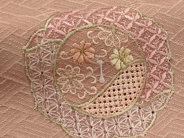 平和屋着物■中国三大刺繍 スワトウ刺繍 汕頭刺繍 訪問着 花鏡裏文 反端付き 正絹 逸品 AABG1501sx
