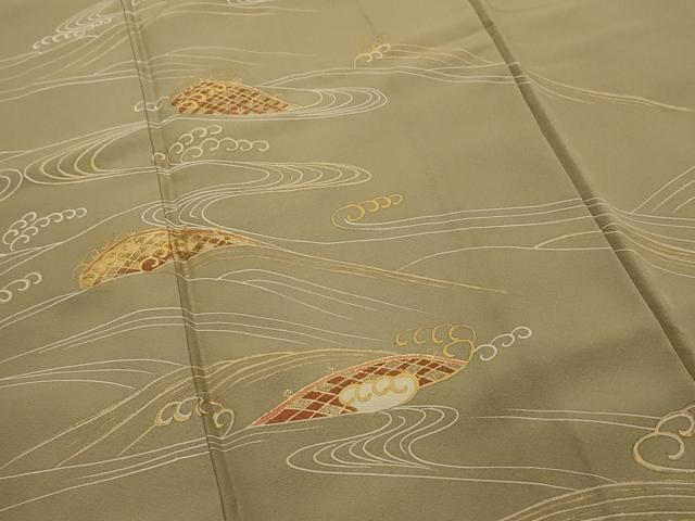 平和屋着物■豪華色留袖 刺繍 流水籬文 金糸 金彩 正絹 逸品 AABG1510sx