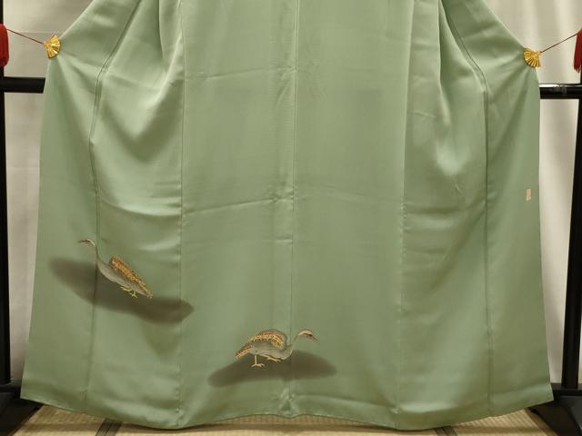 平和屋着物●青山みとも 訪問着 作家物 花鳥文 暈し染め 正絹 逸品 AABG1512sx