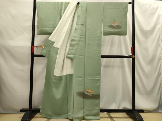 平和屋着物●青山みとも 訪問着 作家物 花鳥文 暈し染め 正絹 逸品 AABG1512sx