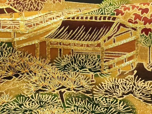 平和屋着物■豪華黒留袖 駒刺繍 霞取風景文 金彩 正絹 逸品 AABG1513sx