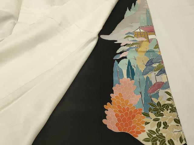 平和屋着物■豪華黒留袖 友禅 作家物 風景文 正絹 逸品 AABG1520sx