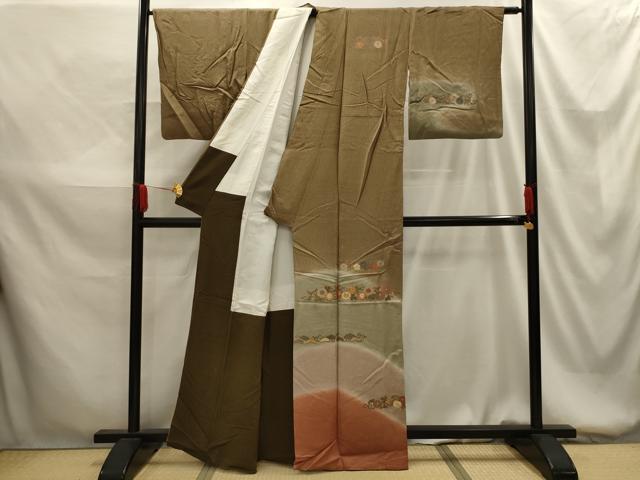 平和屋着物■訪問着 刺繍 霞花唐草文 暈し染め 金糸 正絹 逸品 AABG1523sx