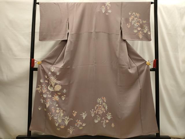 平和屋着物■訪問着 刺繍 孔雀花文 金彩 正絹 逸品 AABG1537sx