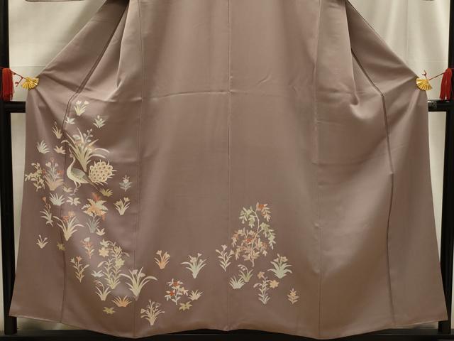平和屋着物■訪問着 刺繍 孔雀花文 金彩 正絹 逸品 AABG1537sx