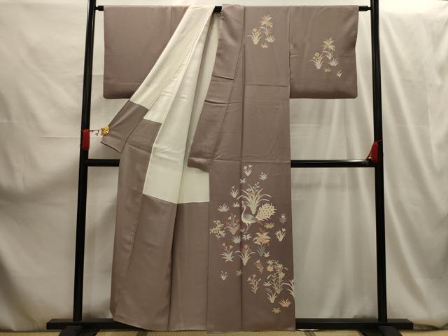平和屋着物■訪問着 刺繍 孔雀花文 金彩 正絹 逸品 AABG1537sx