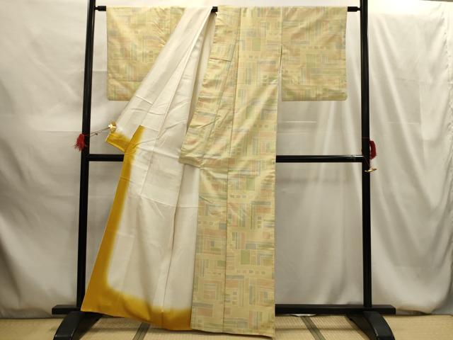 平和屋着物■上質な紬 幾何学文様 正絹 逸品 AABG1577sx