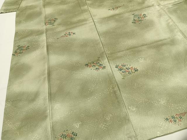 平和屋着物■小紋 扇面花文 暈し染め 洗える着物 AABG1622fy