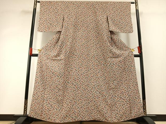 平和屋着物■上質な小紋 型染め 舞花文 正絹 逸品 AABG1661fy