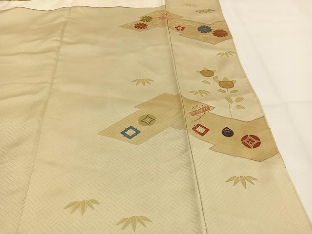 平和屋着物■豪華色留袖 駒刺繍 草花文 宝尽くし 金彩 正絹 逸品 AABG1669fy