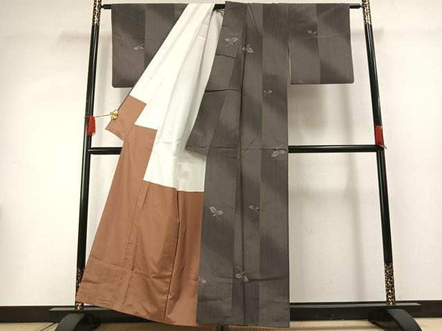 平和屋着物■上質な紬 舞葉文 正絹 逸品 AABG1688fy