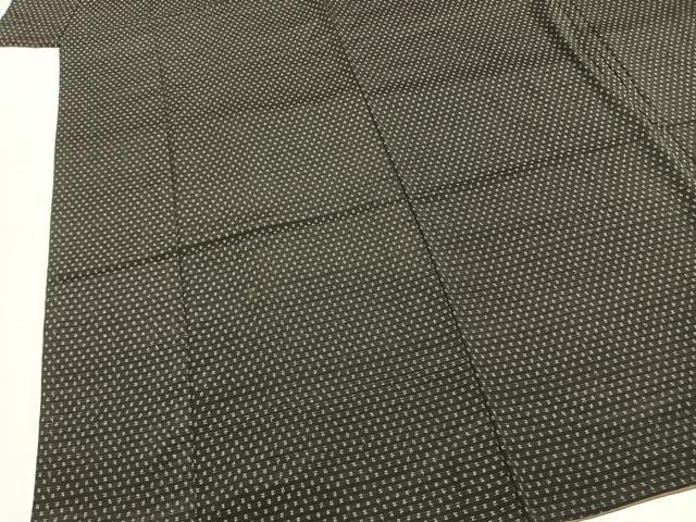平和屋着物■上質な紬 井桁文様 黒地 正絹 逸品 AABG1704fy