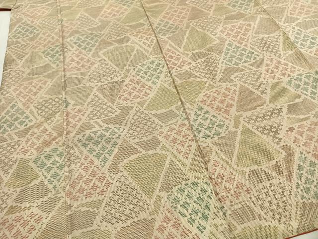 平和屋着物■上質な紬 幾何学文様 正絹 逸品 AABG1716fy