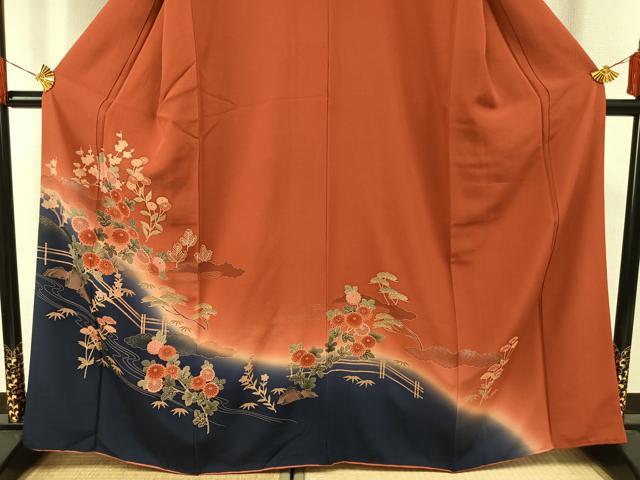 平和屋着物■訪問着 風景花文 暈し染め 金銀彩 正絹 逸品 AABG1720fy