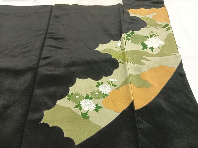 平和屋着物■豪華黒留袖 駒刺繍 花鳥文 金糸 金彩 正絹 逸品 AABG1724fy
