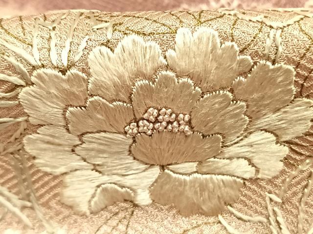 平和屋着物■訪問着 中国三大刺繍 相良刺繍 絞り 草花文 正絹 逸品 AABG1747fy