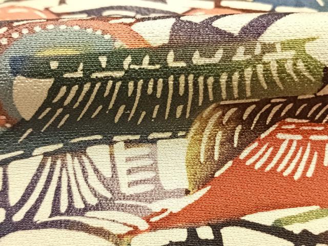 平和屋着物■上質な小紋 型染め 風景文 正絹 逸品 AABG1752fy