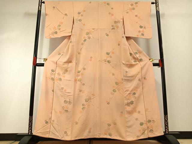 平和屋着物■上質な小紋 地紋起こし 枝花文 正絹 逸品 AABG1757fy