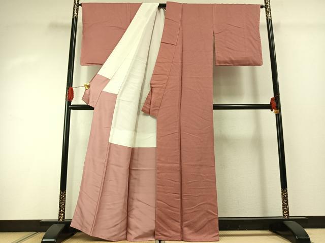 平和屋着物■上質な色無地 退紅色 正絹 逸品 未使用 AABG1764fy