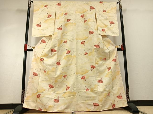 平和屋着物■小紋 扇面花文 暈し染め 洗える着物 AABG1802fy