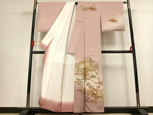 平和屋着物■訪問着 風景扇面花文 暈し染め 金銀彩 正絹 逸品 AABG1833fy