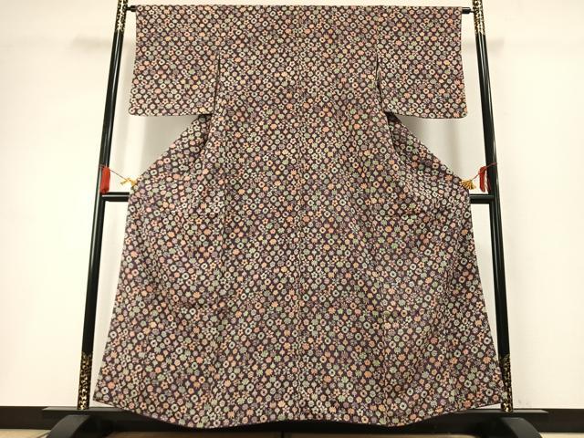 平和屋着物■上質な小紋 駒 草花文 正絹 逸品 AABG1844fy