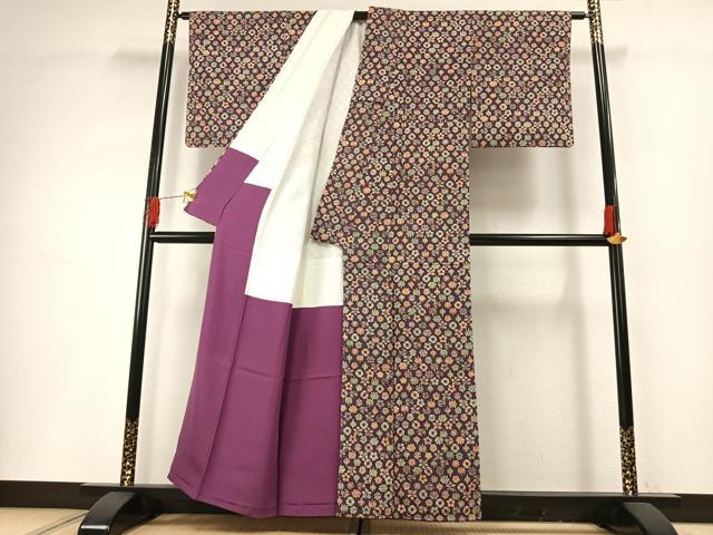 平和屋着物■上質な小紋 駒 草花文 正絹 逸品 AABG1844fy