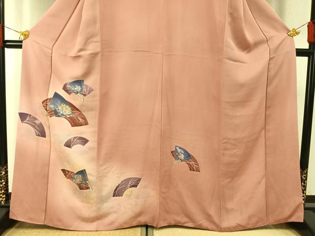 平和屋着物■訪問着 刺繍 扇面花文 暈し染め 金銀彩 金糸 正絹 逸品 AABG1889fy