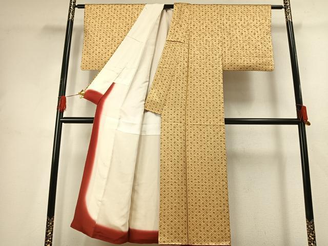 平和屋着物■上質な小紋 市松扇面花文 正絹 逸品 AABG1914fy
