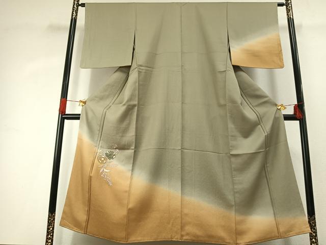 平和屋着物■訪問着 総刺繍 草花文 暈し染め 金糸 正絹 逸品 未使用 AABG1940fy