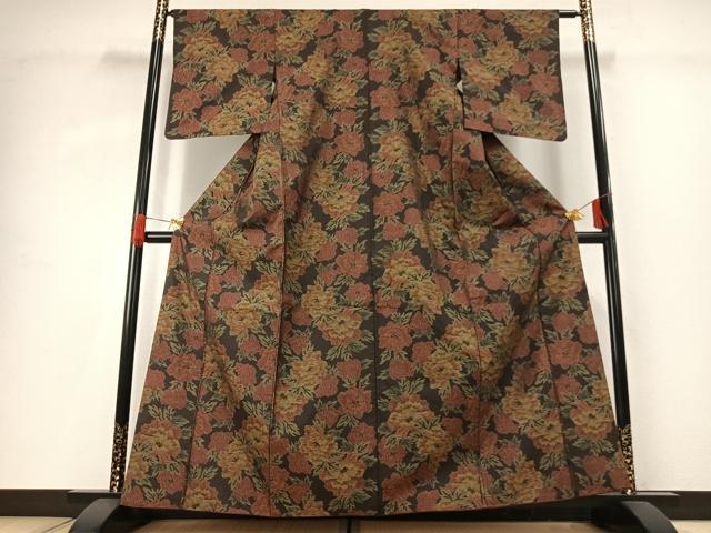平和屋着物■本場大島紬 草花文 正絹 逸品 AABG1946fy