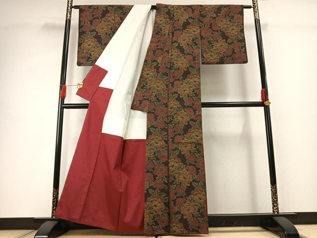 平和屋着物■本場大島紬 草花文 正絹 逸品 AABG1946fy