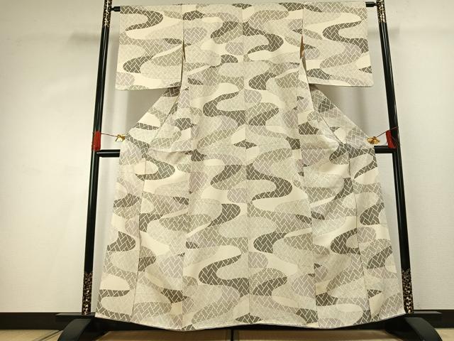 平和屋着物■上質な小紋 幾何学文様 正絹 逸品 AABG1947fy