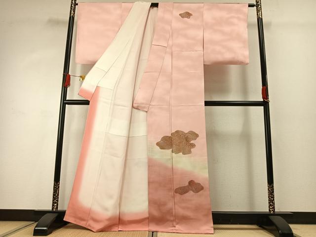 平和屋着物■中国三大刺繍 汕頭刺繍 スワトウ刺繍 訪問着 草花文 暈し染め 金彩 正絹 逸品 AABG1962fy