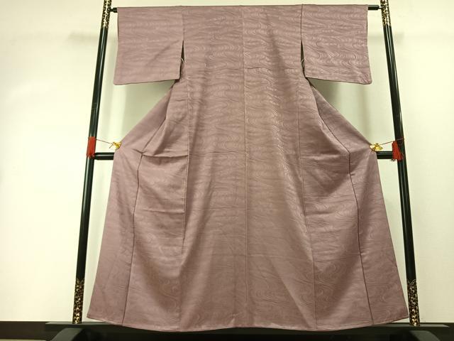 平和屋着物■上質な色無地 流水地紋 鳩羽鼠色 正絹 逸品 AABG1978fy