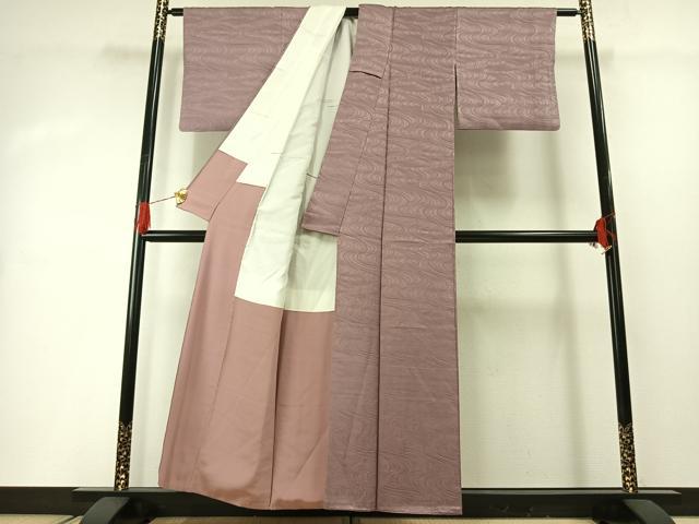 平和屋着物■上質な色無地 流水地紋 鳩羽鼠色 正絹 逸品 AABG1978fy