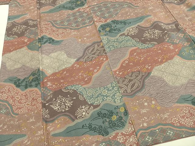 平和屋着物■上質な小紋 切り嵌め花鳥文 金彩 正絹 逸品 AABG1984fy
