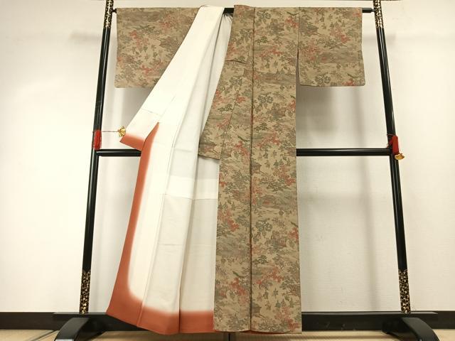 平和屋着物■上質な小紋 人物風景文 金彩 正絹 逸品 AABG1988fy