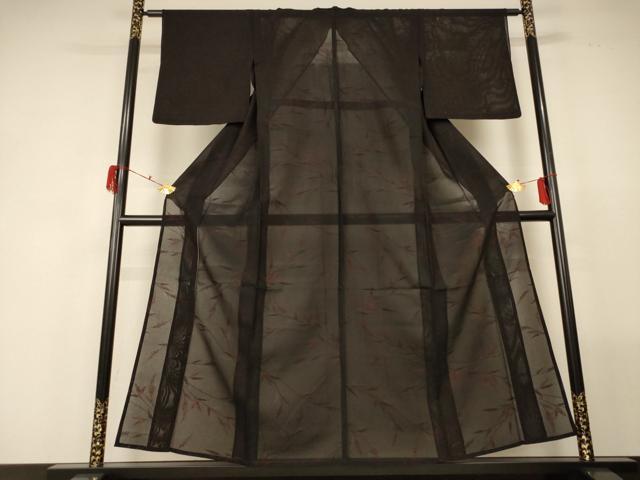 平和屋着物*夏物 小紋 縦絽 草花文 正絹 逸品 AABG2007jd