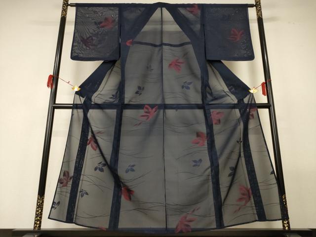 平和屋着物*夏物 小紋 紗 舞花文 正絹 逸品 未使用 AABG2009jd