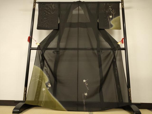 平和屋着物*夏物 訪問着 絽 枝葉文 カマキリ 金彩 正絹 逸品 未使用 AABG2040jd