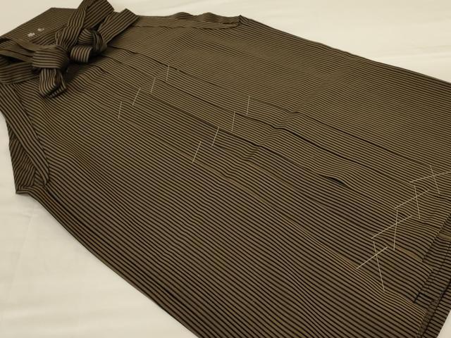 平和屋着物*夏物 男性 行灯袴 縞 正絹 逸品 AABG2042jd