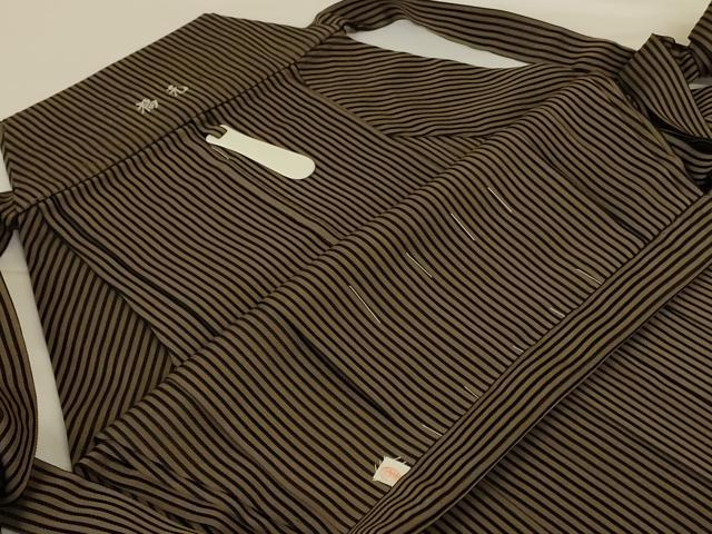 平和屋着物*夏物 男性 行灯袴 縞 正絹 逸品 AABG2042jd